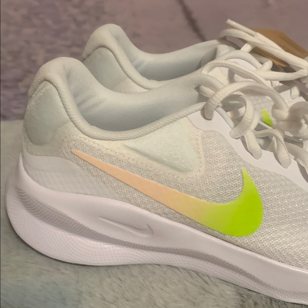 Nike Women's White and Neon Yellow Sneakers - Picture 2 of 5